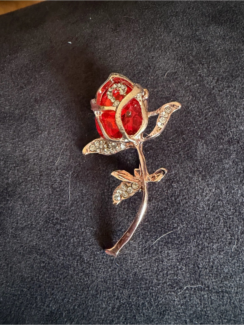 Red Rose Enamel and Crystal Brooch - Women's Jewelry